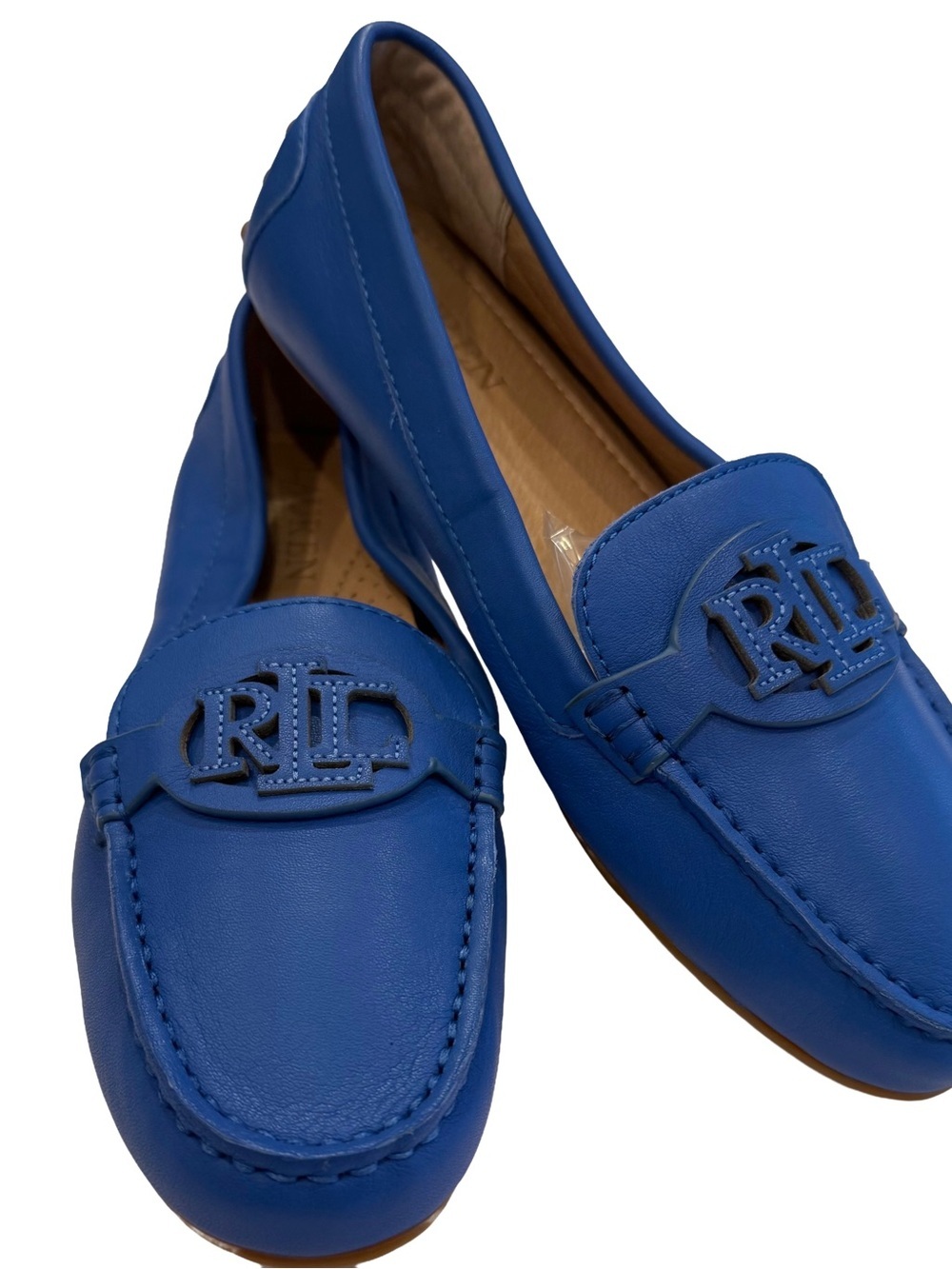 Lauren Ralph Lauren Brynn Driving Loafers Blue Leather Sz 6 NEW